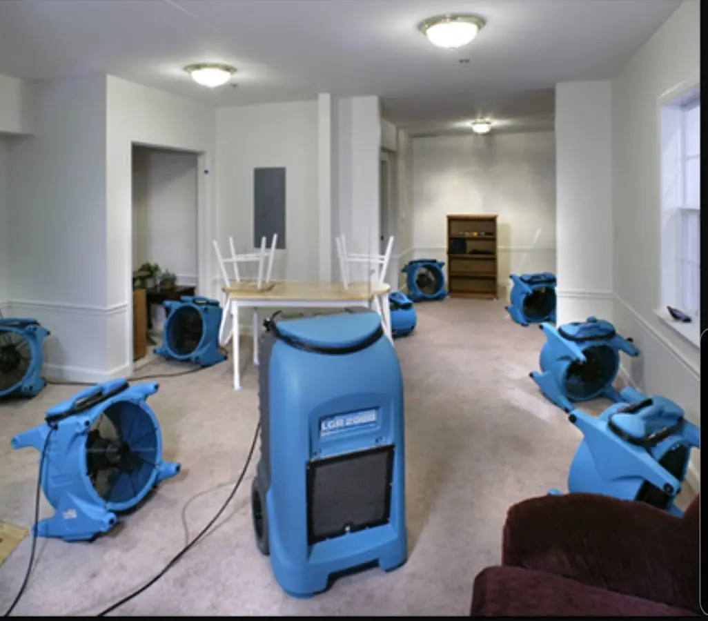 Air movers and dehumidifier setup for Water Extraction & Removal in Lower Macungie